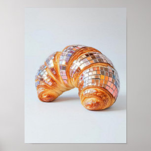 Disco Croissant Print Glitter Croissant Poster Pop