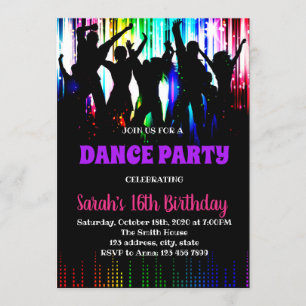 Disco dance birthday invitation