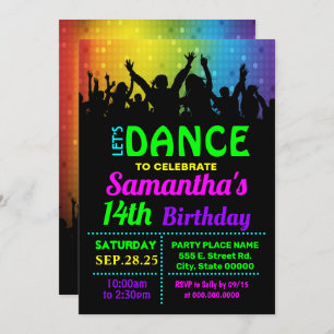 Disco dance birthday party bash invitation