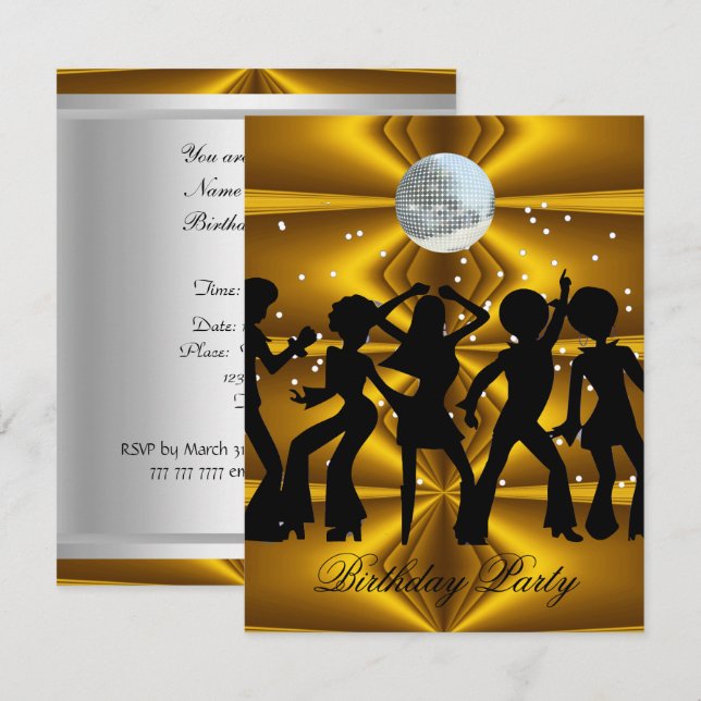 Disco Dance Birthday Party disco ball invitation (Front/Back)
