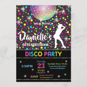 Disco Dance Birthday Party Invitation Girl