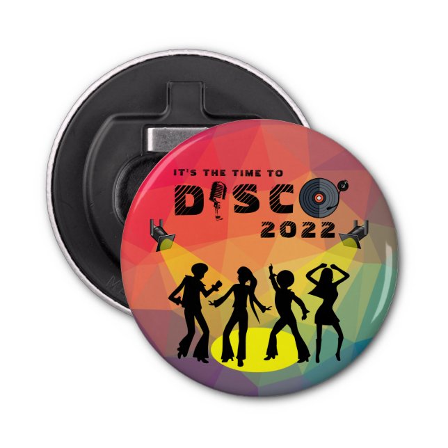 Disco dance floor retro multicolor celebration  bottle opener (Front)