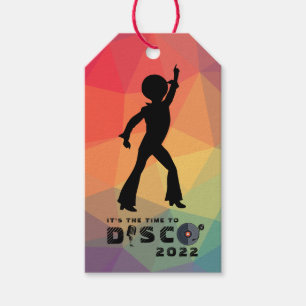 Disco dance floor retro multicolor celebration gift tags