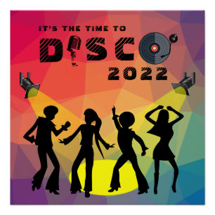 Disco dance floor retro multicolor celebration  poster