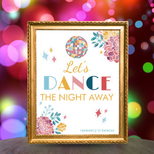 Disco Dance the Night Away Birthday Party Sign