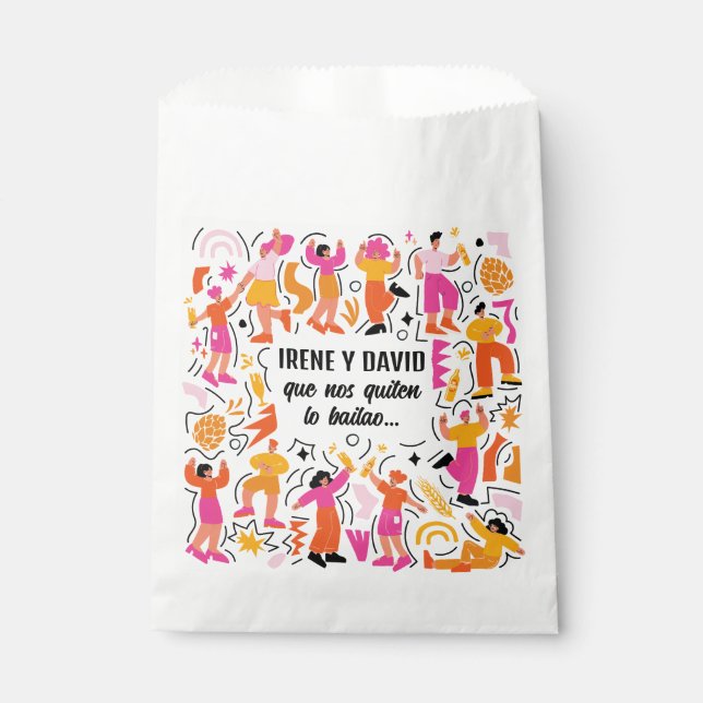 Disco Dance Wedding - Orange and Pink Favour Bag (Front)