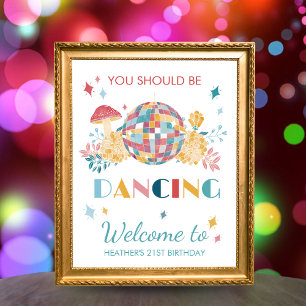 Disco Dancing Birthday Welcome Party Sign