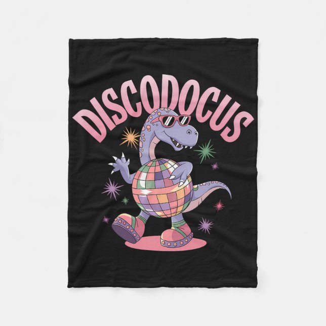 Disco Dancing Dinosaur Diplodocus Dino Funny 70s D Fleece Blanket (Front)