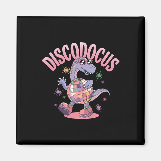 Disco Dancing Dinosaur Diplodocus Dino Funny 70s D Magnet (Front)