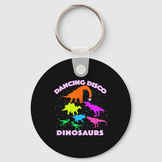 Disco Dancing Dinosaurs Prove Awesome Teacher Pres Key Ring (Front)