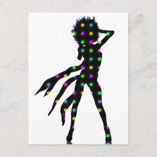 Disco dancing girl silhouette with an Afro Postcard