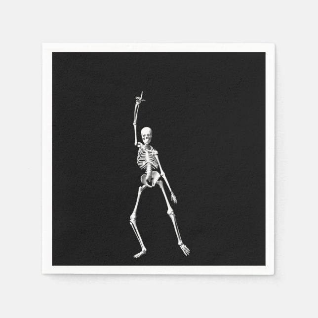 Disco Dancing Halloween Skeleton Napkin (Front)