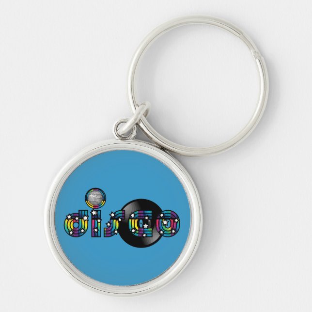 Disco Dancing Mirrored Ball and Vinyl Record Key Ring (Front)