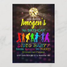 Disco Dancing Party Personalise Birthday RSVP