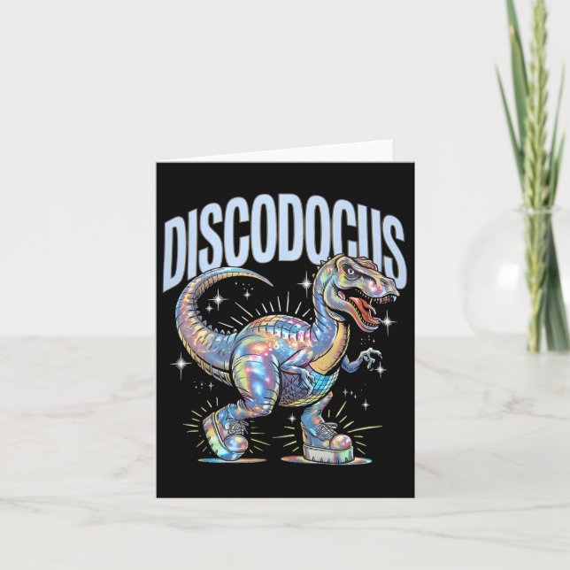 Disco Dinosaur Diplodocus 70s Dino Dancing Funny D Card (Front)