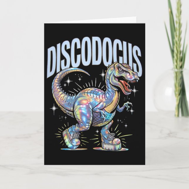 Disco Dinosaur Diplodocus 70s Dino Dancing Funny D Card (Front)