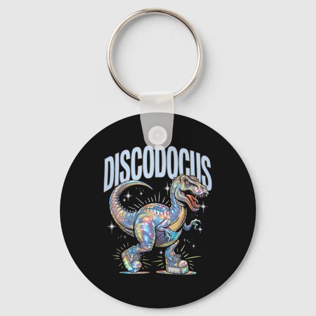 Disco Dinosaur Diplodocus 70s Dino Dancing Funny D Key Ring (Front)