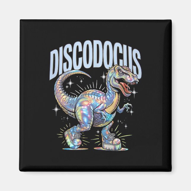 Disco Dinosaur Diplodocus 70s Dino Dancing Funny D Magnet (Front)