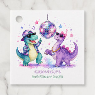 Disco Dinosaur Watercolor Birthday Bash Thank You Favour Tags