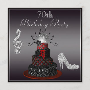 Disco Diva Cake, Silver Heels 70th Birthday Invitation