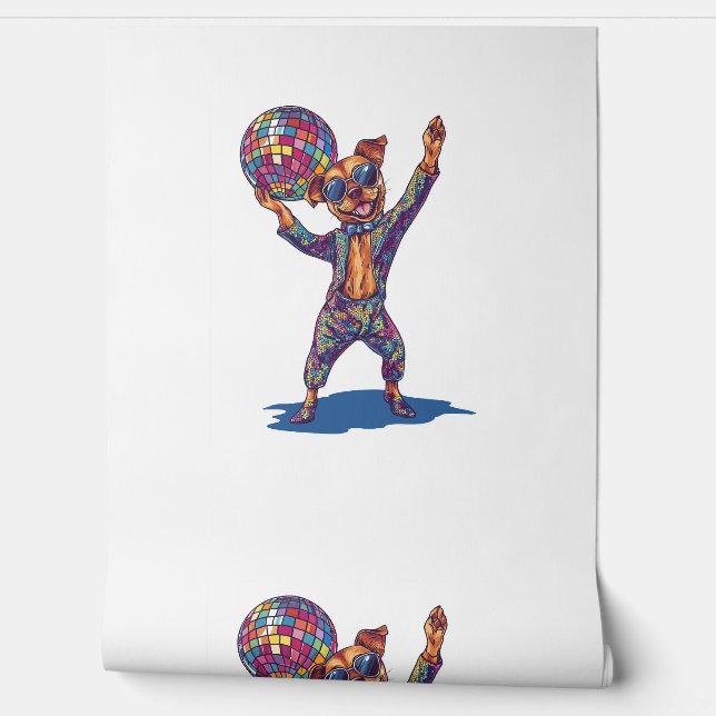 Disco Dog Delight – Funny 70s Party Pup Wallpaper (Unrolling)