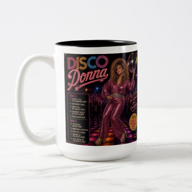 Disco Donna & Disco Dazzler Two-Tone Coffee Mug (Left)