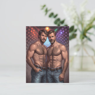 Disco Duo: A Painterly Celebration of Nightlife Postcard