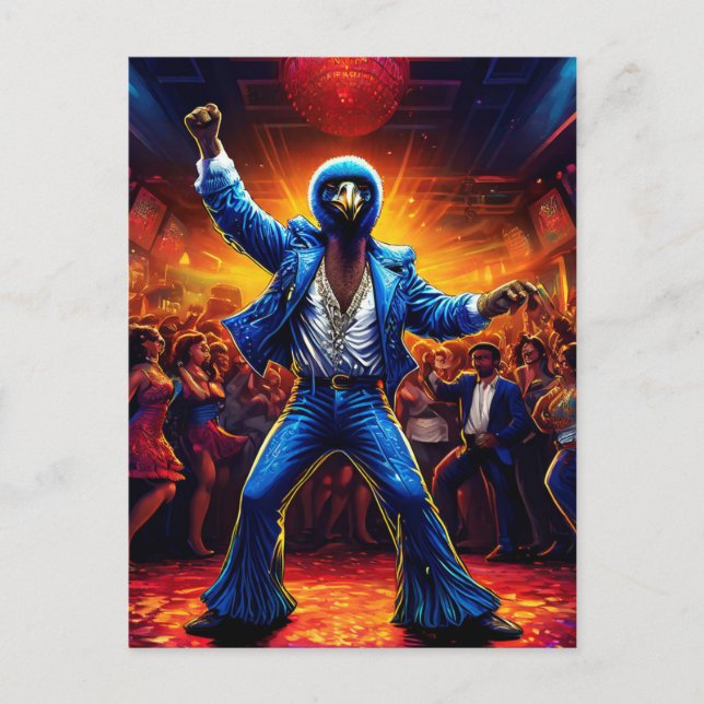 Disco Fever Ostrich Postcard (Front)