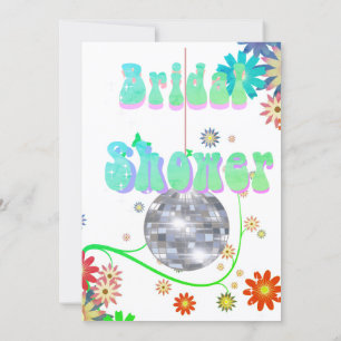 Disco Floral Retro Modern Bridal Shower Invitation