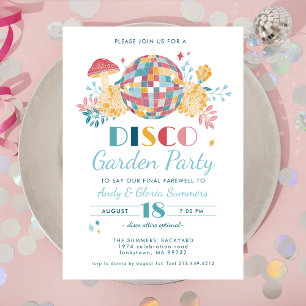 Disco Garden Party 70's Theme Going Away Party Invitation