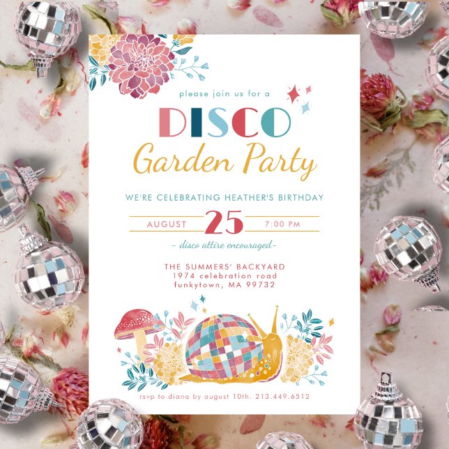 Disco Garden Party Cute Birthday Invitation (Creator Uploaded)