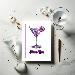 Disco Glam Retro Martini Galaxy Glass Design Thank You Card