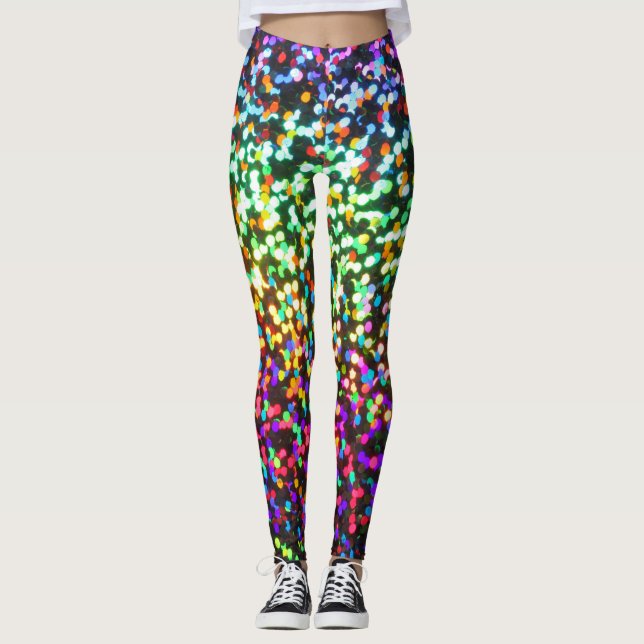 Disco Glitter Rave pattern Leggings (Front)