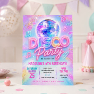 Disco Glow Birthday Party Invitation