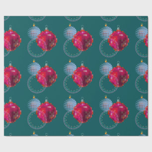 Disco Green Tree Ornament Ball Wrapping Paper