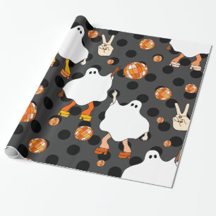 disco halloween african ghost orange wrapping paper