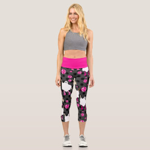 disco halloween african ghost pink capri leggings