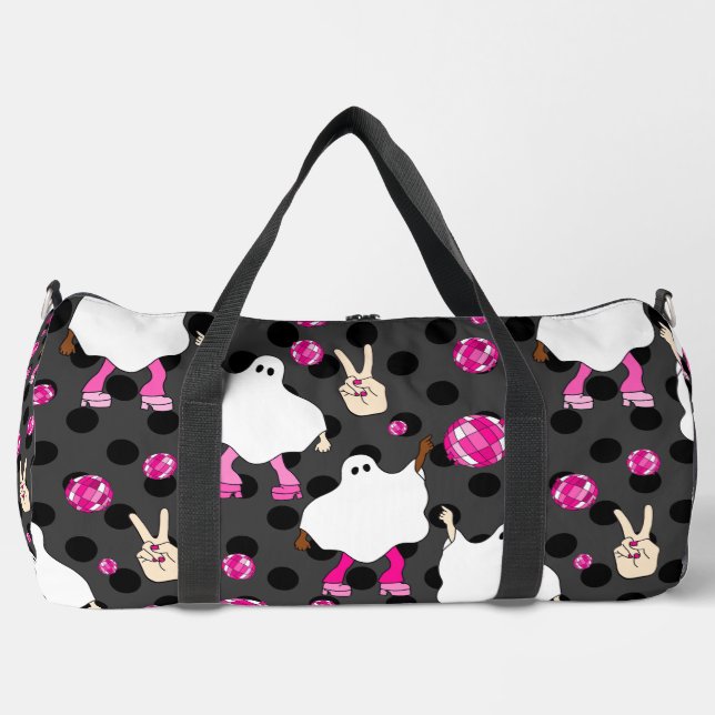 disco halloween african ghost pink  duffle bag (Front)