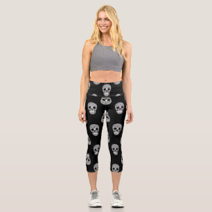 disco halloween mirror ball skull capri leggings