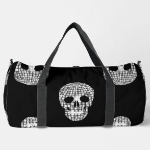 disco halloween mirror ball skull duffle bag