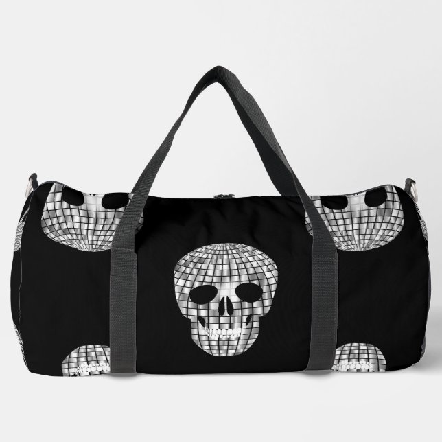 disco halloween mirror ball skull  duffle bag (Front)