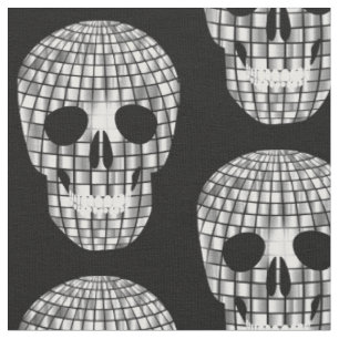disco halloween mirror ball skull fabric