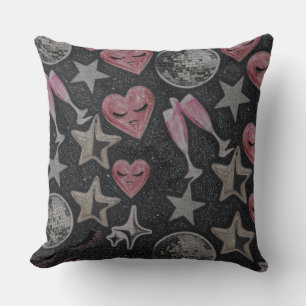 Disco Hearts Accent Pillow – Bold Glam Night