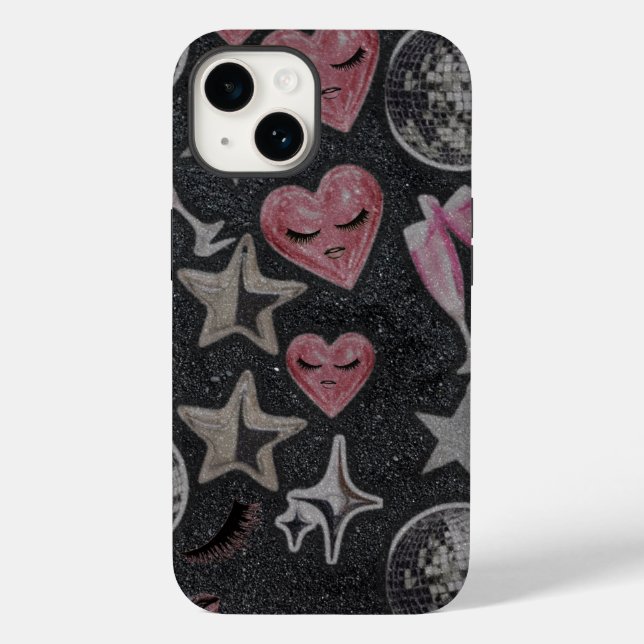 Disco Hearts Protective Phone Case – Chic Glam Sty (Back)