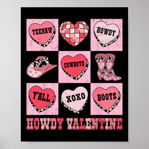 Disco Howdy Valentine Cowboy Heart Rodeo Texas Wes Poster