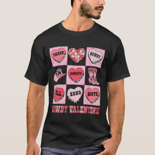 Disco Howdy Valentine Cowboy Heart Rodeo Texas Wes T-Shirt