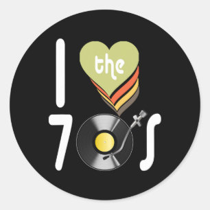 Disco I Love 70's Ball Retro Music Vintage Tees Classic Round Sticker