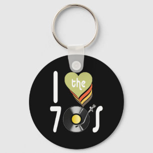 Disco I Love 70's Ball Retro Music Vintage Tees Key Ring