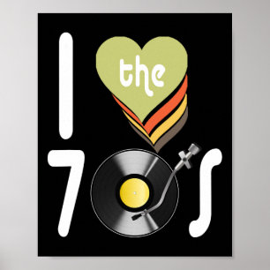 Disco I Love 70's Ball Retro Music Vintage Tees  Poster