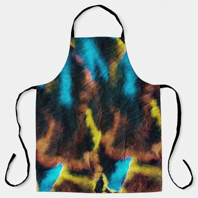 Disco Ikat Pattern. Coloured Dirty Art Background. Apron (Front)